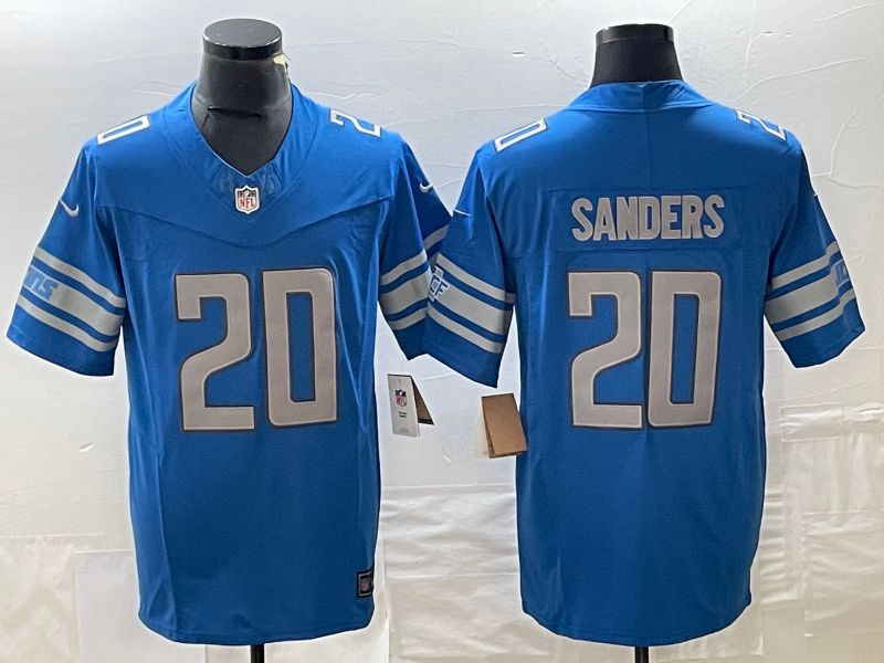 Men Detroit Lions #20 Sanders Blue 2023 Nike Vapor Limited NFL Jersey style 1